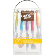 Gibson Home Casbah Colored Handle Flatware Set with Hanging Rack