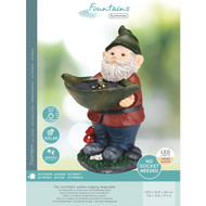 Lumineo 12.8 In. W. x 17.3 In. H. x 11.6 In. L. Glassfiber Reinforced Concrete Gnome Solar Fountain