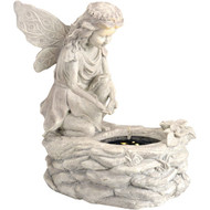 Lumineo 17.3 In. W. x 18.5 In. H. x 11.2 In. L. Polyresin Fairy Solar Fountain
