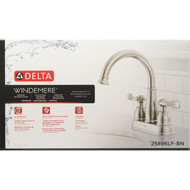 Delta Windmere Brushed Nickel 2-Handle Lever 4 In. Centerset Bathroom Faucet and Push Pop-Up with Overflow