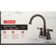 Delta Windmere Oil Rubbed Bronze 2-Handle Lever 4 In. Centerset Bathroom Faucet and Push Pop-Up with Overflow