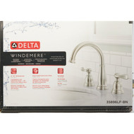 Delta Windmere Brushed Nickel 2-Handle Lever 6 In. to 16 In. Widespread Bathroom Faucet  and Push Pop-Up with Overflow