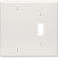 Leviton 2-Gang Thermoset Plastic Blank/Toggle Wall Plate  White
