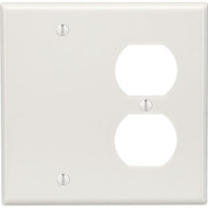 Leviton 2-Gang Thermoset Plastic Blank/Duplex Receptacle Wall Plate  White