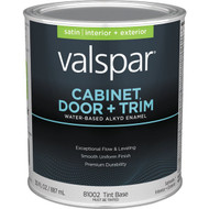 Valspar Cabinet  Door & Trim Waterborne Alkyd Satin Interior/Exterior Enamel  Tint Base  1 Qt.