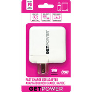 GetPower 30W Dual USB AC Adapter  White