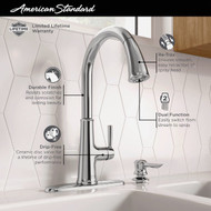 American Standard Maven 1-Handle Lever Pull-Down Kitchen Faucet with Soap Dispenser  Chrome