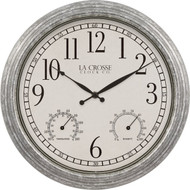 La Crosse Clock Co. 14 In. Silas Indoor/Outdoor Wall Clock Hygrometer & Thermometer