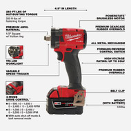 Milwaukee M18 FUEL Brushless 1/2 In. Compact Cordless Impact Wrench Kit with Friction Ring  (2) 5.0 Ah Resistant Batteries & Charger