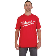 Milwaukee Large Red Short Sleeve Men's Heavy-Duty T-Shirt