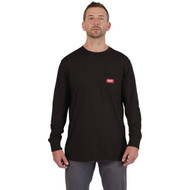Milwaukee Medium Black Long Sleeve Heavy-Duty Pocket T-Shirt