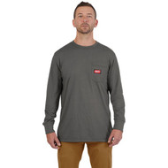 Milwaukee Large Gray Long Sleeve Heavy-Duty Pocket T-Shirt