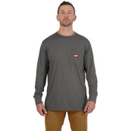 Milwaukee Medium Gray Long Sleeve Heavy-Duty Pocket T-Shirt