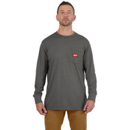 Milwaukee XL Gray Long Sleeve Heavy-Duty Pocket T-Shirt