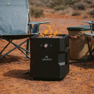 Ukiah Tailgater II 17 In. Black Square Gas Fire Pit with Beat to Music Technology