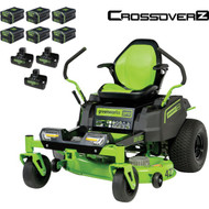 Greenworks 80V 42 Battery Electric CrossoverZ Zero-Turn Riding Lawn Mower with (6) 5.0 Ah Batteries and (3) Dual-Port Turbo Chargers