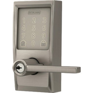 Encode Smart WiFi Lever with Latitude Lever and Century Trim in Satin Nickel