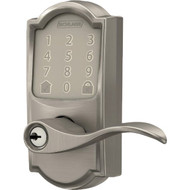 Encode Smart WiFi Lever with Accent Lever and Camelot Trim in Satin Nickel