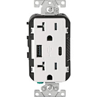 Leviton 20A Ivory 2-Port USB Charging Outlet with 5-20R Tamper Resistant Duplex Outlet