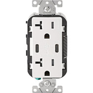 Leviton 20A White 2-Port USB with Power Delivery (PD) In-Wall Charger