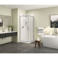 Maax Scarlet 32 In. L x 32 In. D x 78-3/4 In. H Acrylic Center Drain Corner Shower Kit in White with Clear Glass in Chrome