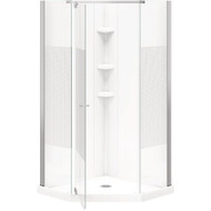 Maax Begonia Carbon 36 In. L x 36 In. D x 72 In. H Polystyrene Center Drain Shower Kit in White with Carbon Glass in Chrome