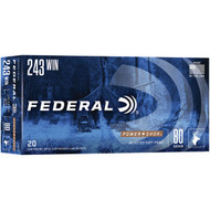 Federal Power Shok .243 Win 80 Grain Jacketed Soft Point Centerfire Ammunition Cartridges