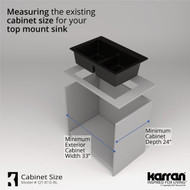 Karran 33 In. x 22 In. Black Quartz Drop-In Double Bowl Kitchen Sink