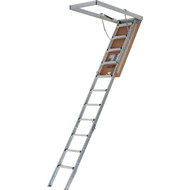 Louisville Elite 7 Ft. 8 In. to 10 Ft. 3 In. 25-1/2 In. x 54 In. Aluminum Attic Stairs with Aluminum Frame & Aluminum Rail  375 Lb. Load