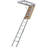Louisville Energy Efficient 7 Ft. 8 In. to 10 Ft. 3 In. 30 In. x 54 In. Aluminum Attic Stairs with Aluminum Frame & Aluminum Rail  375 Lb. Load