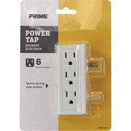 Prime Wire & Cable White 15A 6-Outlet Space Saver Power Tap