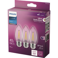 Philips Ultra Definition 40W Equivalent Daylight B11 Medium LED Decorative Light Bulb (3-Pack)