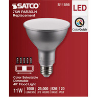 Satco 75W Equivalent 5CCT-Selectable PAR30 Long Neck Medium Dimmable LED Floodlight Bulb
