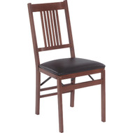 Stakmore True Mission Fruitwood Frame Black Vinyl Folding Chair (2-Pack)