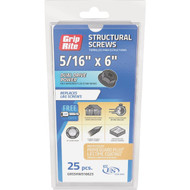 Grip-Rite PrimeGuard Plus 5/16 In. x 6 In. Hex Washer Head Structural Screw (25-Count)