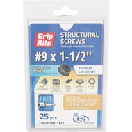 Grip-Rite PrimeGuard Plus #9 x 1.5 In. Hex Washer Head Structural Screw (25-Count)