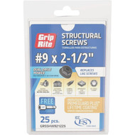 Grip-Rite PrimeGuard Plus #9 x 2.5 In. Hex Washer Head Structural Screw (25-Count)