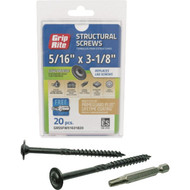 Grip-Rite PrimeGuard Plus 5/16 In. x 3-1/8 In. Flat Washer Head Structure Screw (20-Count)