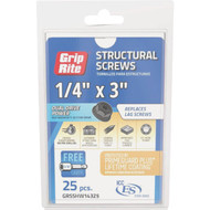 Grip-Rite PrimeGuard Plus 1/4 In. x 3 In. Hex Washer Head Structural Screw (25-Count)