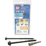Grip-Rite PrimeGuard Plus 1/4 In. x 6 In. Hex Washer Head Structural Screw(25-Count)