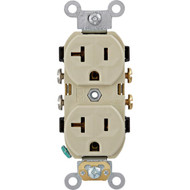 Leviton 20A Ivory Commercial Grade 5-20R Combination Side Back Wire Duplex Outlet