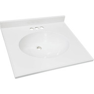 CraftMark 19 In. x 17 In. Cultured Marble Solid High Gloss White Vanity Top with Round Bowl