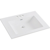 CraftMark 25 In. x 22 In. Cultured Marble Solid High Closs White Vanity Top with Wave Bowl