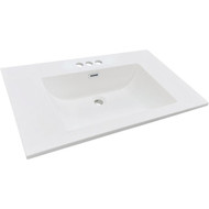 CraftMark 37 In. x 22 In. Cultured Marble Solid High Closs White Vanity Top with Wave Bowl
