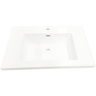 CraftMark 49 In. x 22 In. Cultured Marble Solid High Closs White Vanity Top with Wave Bowl
