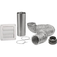 Lambro 4 In. x 8 Ft. Air Connector White Louvered Exhaust Through-Wall Bath Fan Vent Kit (6-Piece)