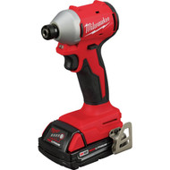 Milwaukee M18 Brushless 1/4 In. Hex Compact Cordless Impact Driver Kit with (2) 2.0 Ah Batteries & Charger