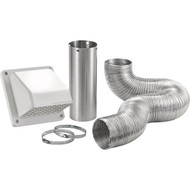 Lambro 4 In. x 8 Ft. Semi-Rigid Duct Exhaust Through-Wall Dryer Vent Kit  White (5-Piece)