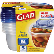 Glad 24 Oz. Clear Rectangle Soup & Salad Container (5-Pack)