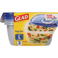Glad 64 Oz. Clear Rectangle Deep Dish Container (3-Pack)